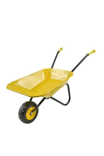 Image of ASC New Child Kids Metal Wheelbarrow - Yellow/Black - Toy, Play, Farm, Gardening