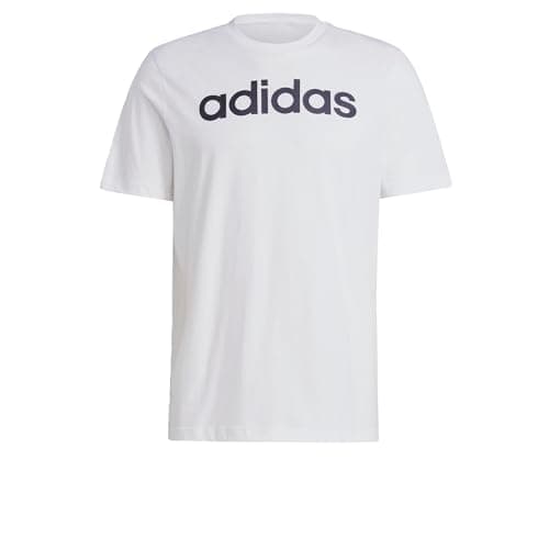 Image of adidas Men's Essentials Single Jersey Linear Embroidered Logo Tee, White / Black, M