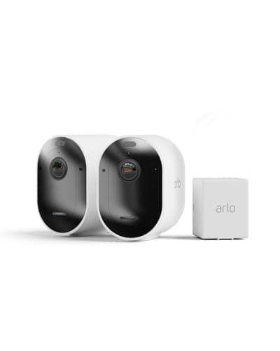 Image of Arlo Pro 5 Security Camera Outdoor Wireless with Rechargeable Battery, 2K Outdoor Camera Kit, Dual-Band Wifi, Battery Operated, Free Trial of Secure, Advanced Colour Night Vision, 2 Cameras, White