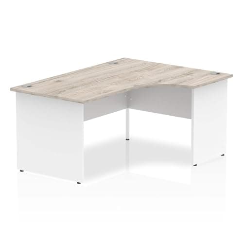 Image of OPO Impulse Freestanding 1600mm Right Crescent Corner Desk Panel End Leg | Sturdy Build Weather & Heat Resistant Melamine Finish Desk Grey Oak White