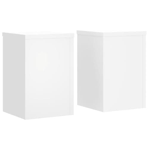 Image of vidaXL Plant Stands - Patio Pot Flower Stands 2 pcs - White Engineered Wood, 20x20x30 cm, 50 kg Max Load
