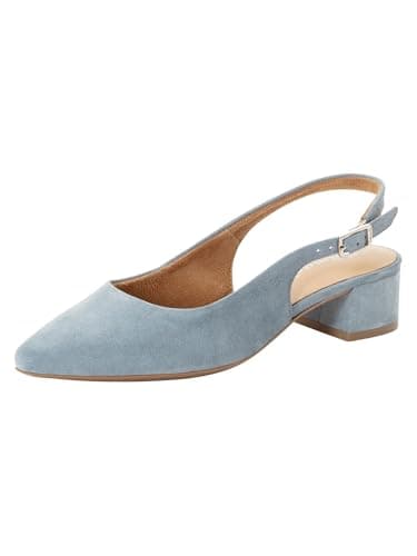 Image of Tamaris Women's slingback pump with block heel Leather blue 6.5 UK