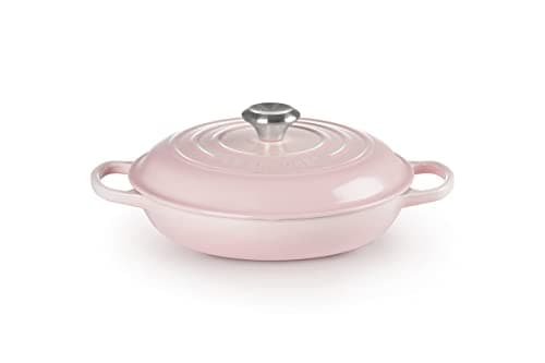 Image of LE CREUSET Signature Sh.Casserole/braiser 26cm Shell Pink SS Knob