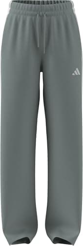 Image of adidas Women's Essentials 3-Stripes Open Hem French Terry Pants, Wonder Sage/White, M
