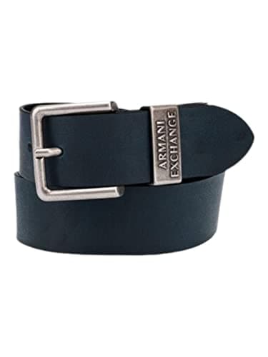 Image of Armani Exchange Men's Essential Metal Buckle Belt, blue, 32