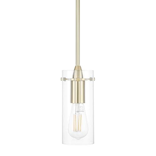 Image of XiNBEi Brass Pendant Light with Clear Glass Shade, Adjustable Hanging Ceiling Lights Modern Kitchen Island Lights for Dining Room Hallway NL-P1301-SB