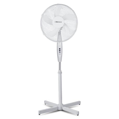 Image of Belaco 16 Inch Pedestal Fan with Oscillation, Upgraded 5 Blades, Adjustable Height, Quiet Powerful Cooling Airflow, 45W, White