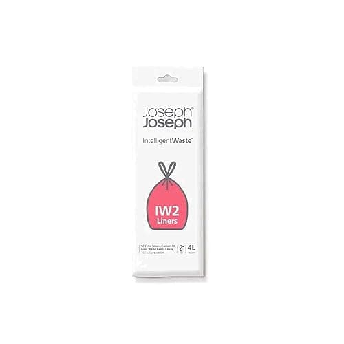 Image of Joseph Joseph IW2 Biodegradable, Compostable Bags, Pack of 50 Food Waste Bin Liners, White, Small, 4 Litres