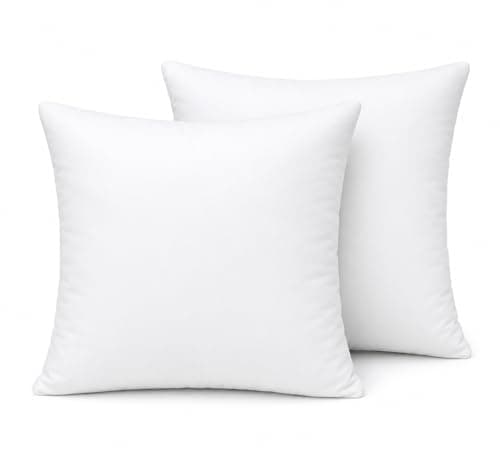 Image of Cushion Inserts 45x45 cm (18x18 inch) Hollow Virgin Fibre Inner Pads for Sofa or Bed – Hypoallergenic Cushion pads polyster square Standard stuffer pack of White Cushion Fillers (Pack of 2)