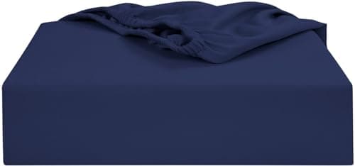 Image of Soroor® Bedding & Linen, Microfiber Small Double Bed Sheet, Navy Bed Sheet Deep Pocket 12 inch, Super Soft Fabric & Elastic Hem Fitted Sheets | 120 x 190 x 30 cm Small Double Fitted Sheet / 4FT
