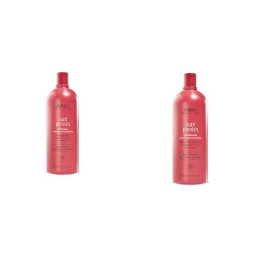 Image of Aveda Nutriplenish Deep Moisture Shampoo & Conditioner Duo | for Dry to Very Dry Hair | Organic Pomegranate Oil, Coconut Oil, Mango Butter | Litre Size