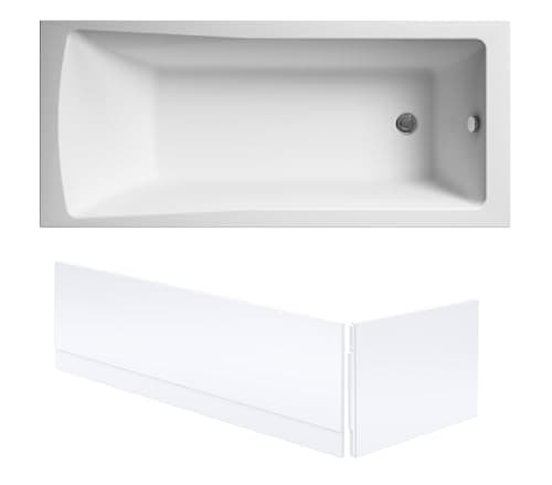 Image of Balterley 1700 x 700mm Square Shower Bath with Leg Set & Front & End Bath Panels, Straight Single Ended Gloss White Soaking Bathtubs, Acrylic Baths, Rectangular Soaking Bathtub