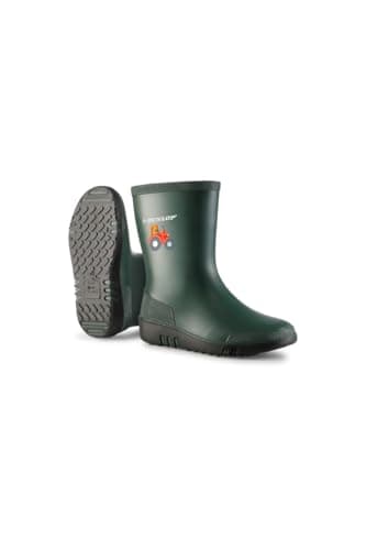 Image of DUNLOP Mini - Unisex Kids Wellington Elephant Pattern Calf High Fashion Rain Boots, Heritage Green/Black, Waterproof and Chemical Resistant PVC Wellies for Outdoor and Gardening - EU26, UK8