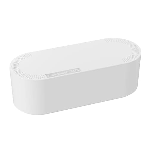 Image of D-Line Cable Tidy Box, Hide Extension Blocks, Desk Cable Management, Organise TV Cables - 415mm (L) x 165mm (W) x 135mm (H) - Large, White