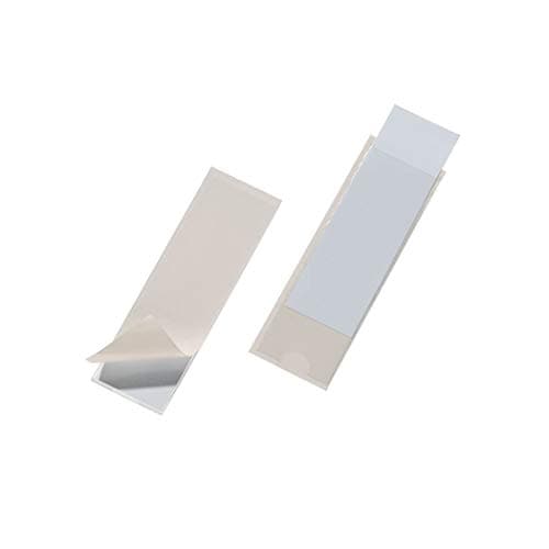 Image of Durable POCKETFIX Self Adhesive Labelling Pockets with Inserts - German Made Sticky Back Plastic Wallets Stick on Pouch 10 Pack - 125 x 38 mm