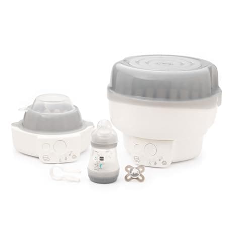 Image of MAM Electric Steriliser & Express Bottle Warmer | 6 Functions | Comes with 1x 160ml Easy Start Anti-Colic Bottle and 1x Soother 0-2 Months (Various Designs) | Baby Accessories