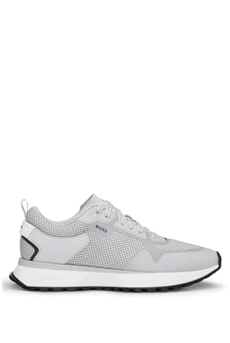 Image of BOSS Mens Jonah Runner Style Trainer Open White 121 7 UK