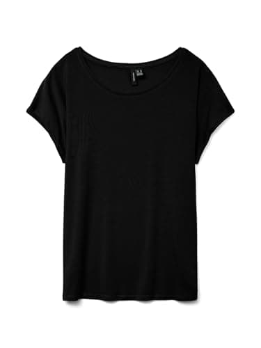 Image of VERO Moda Womens Vmava Plain Top Gajrs Noos Shirt, Black, L UK