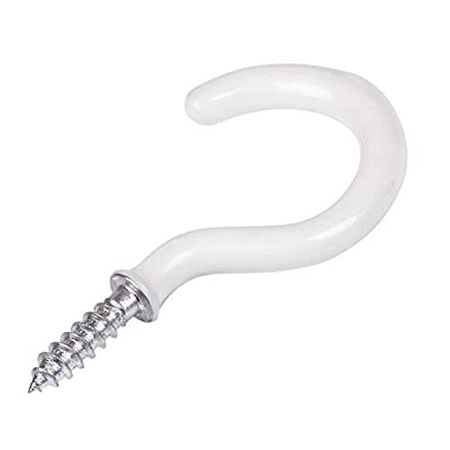 Image of Merriway BH04764 (6 Pcs) Cup Hook White Plastic Coated 25 mm - Pack of 6 Pieces
