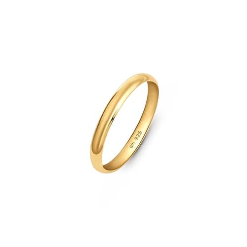 Image of Amberta Wedding Ring for Women in Gold Plated 925 Sterling Silver | Mens Wedding Ring | Gold Plated Sterling Silver Wedding Band: 2.5 mm Wedding Band Size J