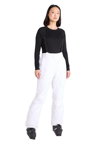 Image of Mountain Warehouse Moon Womens Ski Pants - Isotherm, Microfibre Insulated & Snowproof Trousers, Adjustable Waist & Detachable Braces - for Skiing, Snowboarding White Women's Size 12