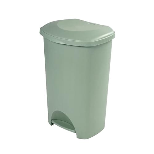 Image of Addis 50 Litre Pedal Bin – Durable Plastic Kitchen Rubbish Bin with Easy Foot Pedal, Soft-Close Lid & Large Capacity – Willow Green
