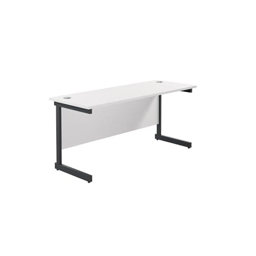 Image of Jemini Rectangular Single Upright Cantilever Desk 1600x600x730mm White/Black KF810858