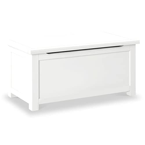 Image of RoselandFurniture White Cornish Blanket Box | Fully Assembled Ottoman Shoe Storage Bench Large Contemporary Painted Solid Wooden Toy Box Trunk for Bedroom, Hallway or Kids Room