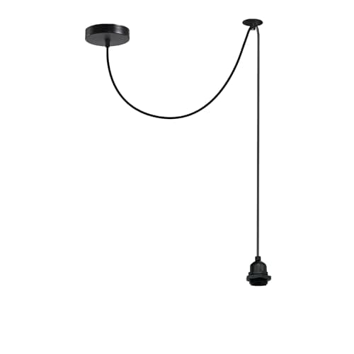 Image of LEDSone Modern and Retro 2M Adjustable Single-Head Pendant DIY Light Black Flex Cable with E27 Socket Holder for Dining Room Living Room Kitchen Hallway Cafes Bars Offices and Restaurant