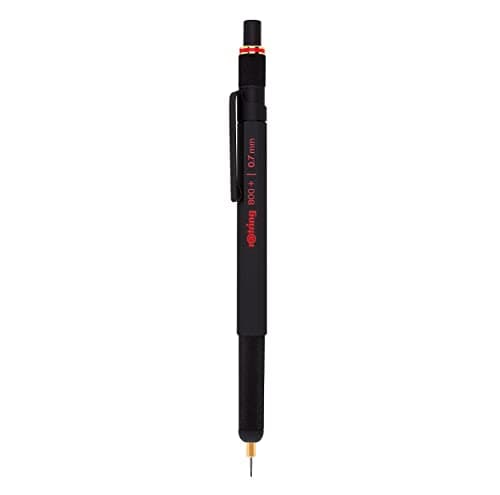 Image of rOtring 800+ Mechanical Pencil and Touchscreen Stylus | Twist-to-Retract HB 0.7 mm Propelling Pencil | Black Metal Barrel