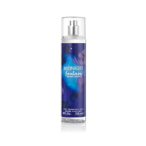 Image of Britney Spears Midnight Fantasy 236 ml – Fine Fragrance Body Mist For Women – Floral Amber Fruity Fragrance – Notes of Exotic Plum, Velvet Iris and Amber – Midnight Blue Bottle