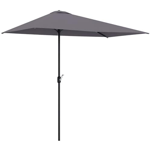 Image of Outsunny Balcony Half Parasol Semi Round Umbrella Patio Crank Handle (2.3 m, Grey)- NO BASE INCLUDED
