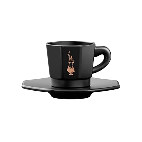 Image of Bialetti Octagonal Cups, Set of 4, Matte Black and Rose Gold, 75 ml, Not Dishwasher Safe