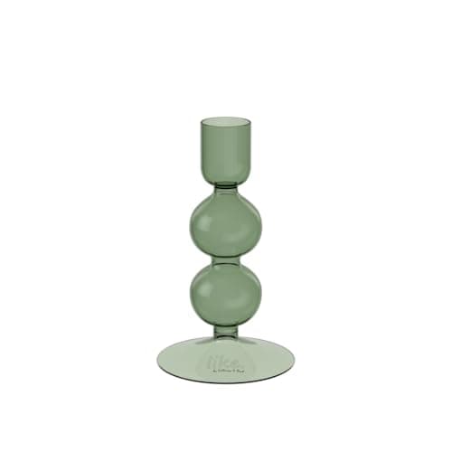 Image of like. by Villeroy & Boch - Like Home Sage Candleholder Green, Elegant Glass Candleholder for Taper Candles, Home Decoration, Modern Design, Candleholder Decoration, Borosilicate Glass