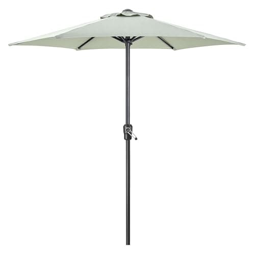 Image of CHRISTOW Garden Parasol 2m Sun Shade Umbrella Steel With Crank Handle Cream Grey Taupe