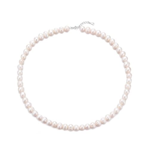 Image of Philip Jones Sterling Silver White Freshwater Pearl Strand Choker Necklace