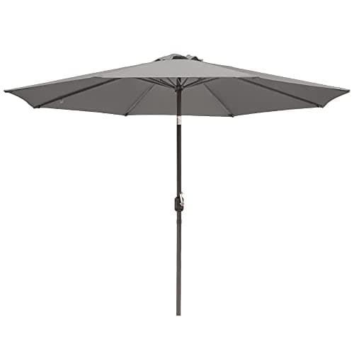 Image of Green Bay 3M Round Garden Parasol Umbrella Outdoor Sun Shade for Patio/Beach/Pool Umbrellas with Winding Crank and 38mm Tilt Pole - Grey