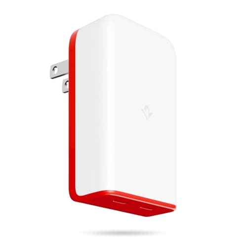 Image of Twelve South PlugBug Travel 50W Charger Block, 2-USB Type C Port Fast Charging for iPhone, iPad, MacBook & More, with Apple Find My Integration, Folding Prongs & Adapters for US, CN, AU, EU, UK, KR