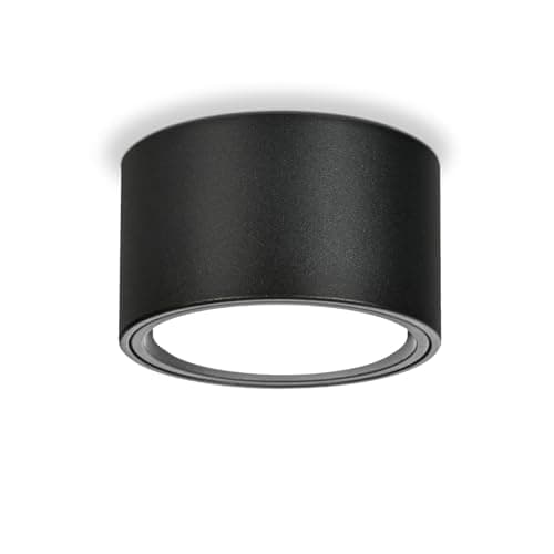 Image of KYOTECH LED Surface Spotlight – 4000K Matt Black Ceiling Spotlights 6W 550LM GX53 LED Overhead Spotlights – Diameter 95 x 55 mm 230 V Ceiling Spotlights for Bedroom Living Room