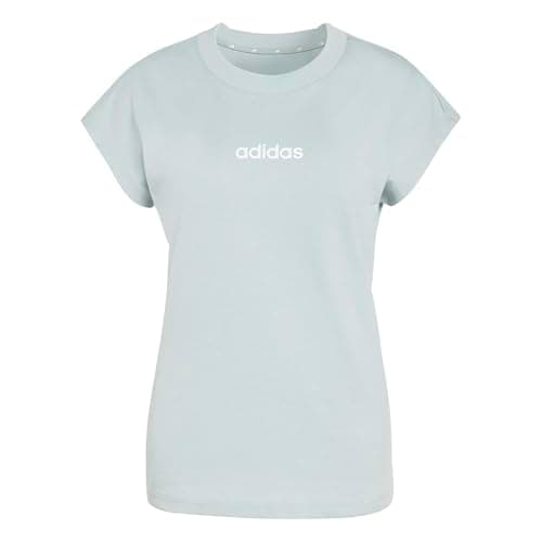 Image of adidas Women's Essentials Linear Cotton T-Shirt, Wonder Sage/White, L