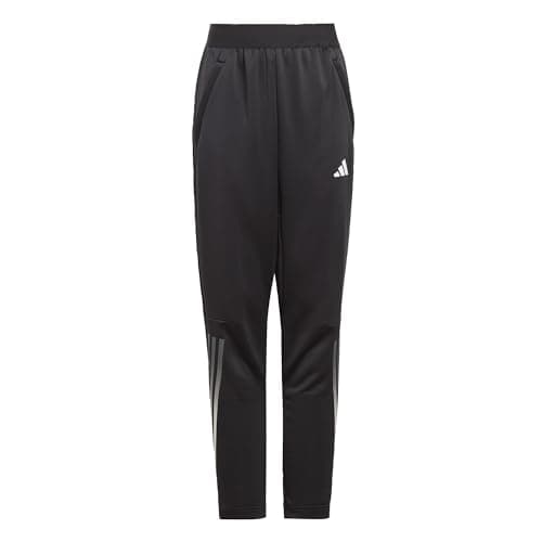 Image of adidas Unisex Kids Train Icons AEROREADY 3-Stripes Knit Pants, Black/Grey Four/White, 7-8 Years