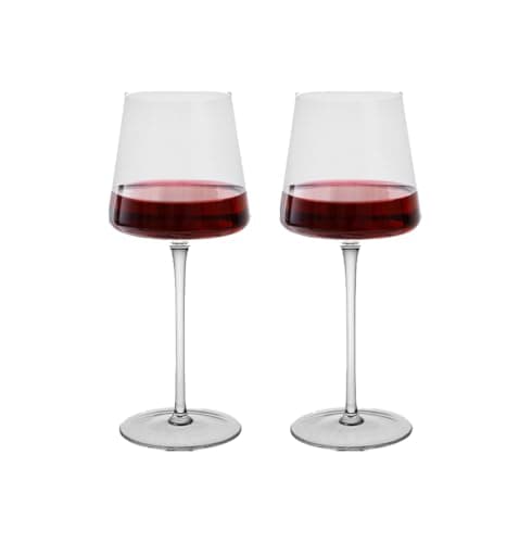 Image of BTGLLAS 570ml Wine Glasses Set of 2 - Elegant Handblown Glassware for Red White Wine - Crystal Clear Goblets Gift Set for Wedding (2, B-PG-570ml)