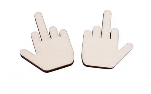 Image of 4 Pcs Flip the bird wooden novelty fridge magnets - natural wood - with strong magnets - one finger salute