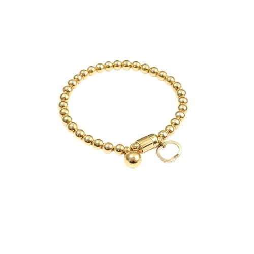 Image of Stainless Steel Fashion Bracelets 18k Gold Plated Chain Mini Beaded Stretch Bracelet with Charm and Ball Pendant, Gold or Silver Tone, Best Gifts for Women Girls (Gold)
