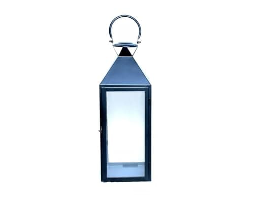 Image of BARGAIN4ALL Stainless Steel Lantern Indoor/Outdoor Candle Wedding Garden Vintage Style Hanging Lantern for Tealight Candle Events Birthday Party - Black