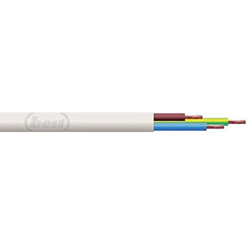 Image of Merriway BH01453 3-Core Round Flex Cable, 2183Y 0.5mm White, 5 Metres (16.5 feet) Meters, 5 m