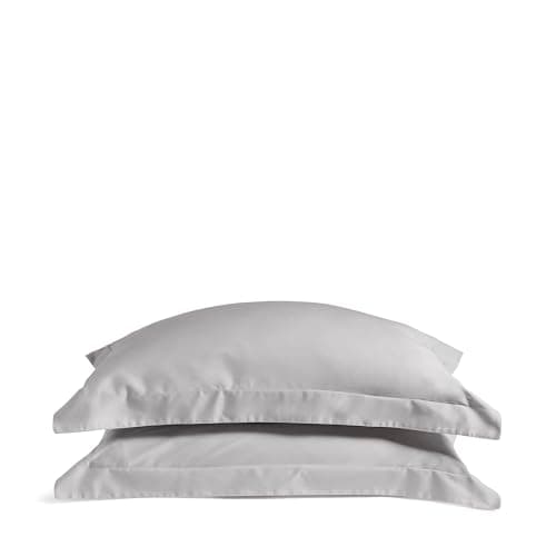 Image of Luxury 100% Organic Cotton Edged Pillowcases | Oxford Border Pillow cases 50 x 75cm | Luxurious Hotel Quality Pure Cotton | Percale or Sateen Finish | Dove Grey - Soft & Smooth
