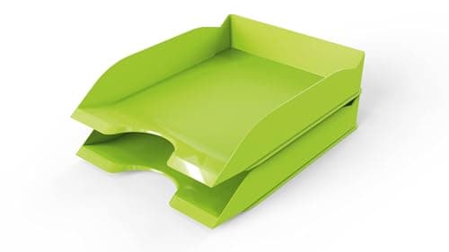 Image of Durable Basic Letter Trays A4 Green - Set of 6 Stackable Storage Trays for Desktop Organisation - Stackable Paper Tray