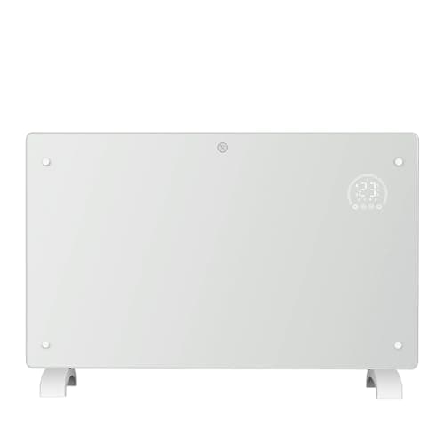 Image of JSH WiFi Enabled Electric Glass Panel Heater 2000W | Smart App or Remote Control, Open Window Detection | Wall Mounted & Free Standing Low Energy Efficient Home Heating with 24H 7 Day Timer (White)