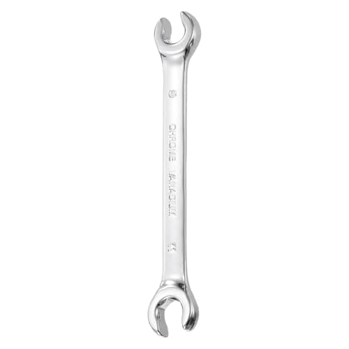 Image of sourcing map Flare Nut Wrench 9mm x 11mm Metric Double Open End Thick Spanner Mirror Polish Finish 45# Steel Brake Line Wrench for Fuel Tube Hose Transmission Line, Silver